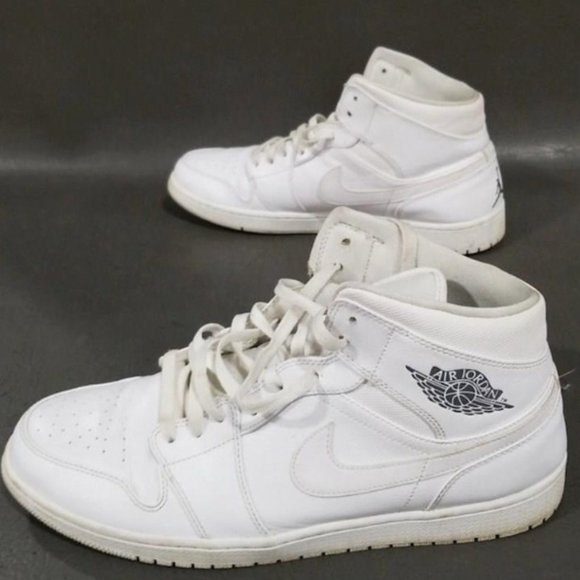 Nike Jordan 1 Retro Mid White WOLF COOL GREY - Picture 1 of 3